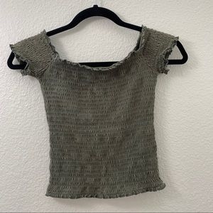 Hollister | Olive Green Off The Shoulder Crop Top